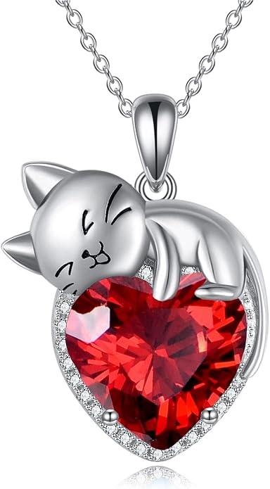 Cat Necklace Sterling Silver Cat Zircon Pendant Gothic Jewelry for Women Animal Lovers Gifts