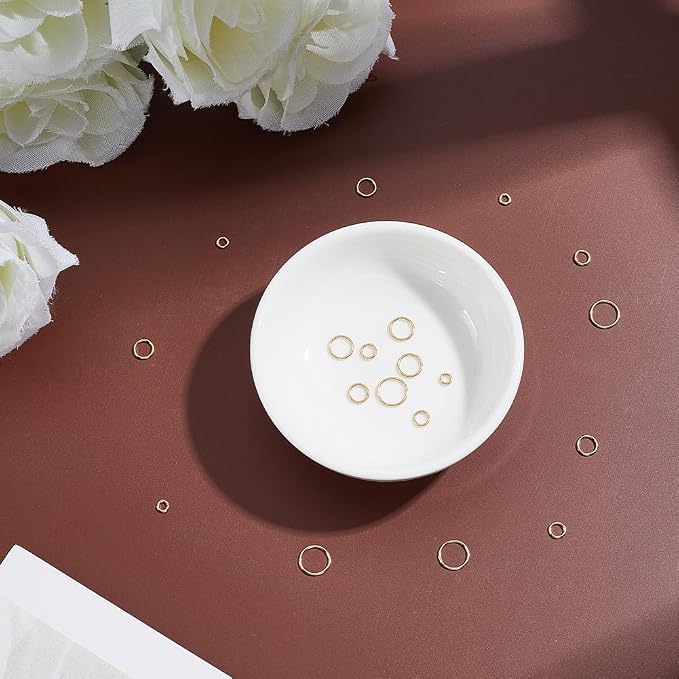 Beebeecraft 1 Box 20Pcs Jump Rings 14K Gold Filled Brass 3/4/5/6/7mm Closed Jump Rings Connectors Junction Ring for Jewelry Bracelet Necklace Making Craft