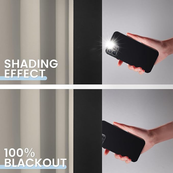SimpleHome Stone 100% Blackout Curtains Room Darkening Living Room 63 Inch | Curtains for Bedroom,Thermal Insulated Grommet Window Drapes,Curtains for Living Room with Black Back,52 x 63 Inch,2 Panels
