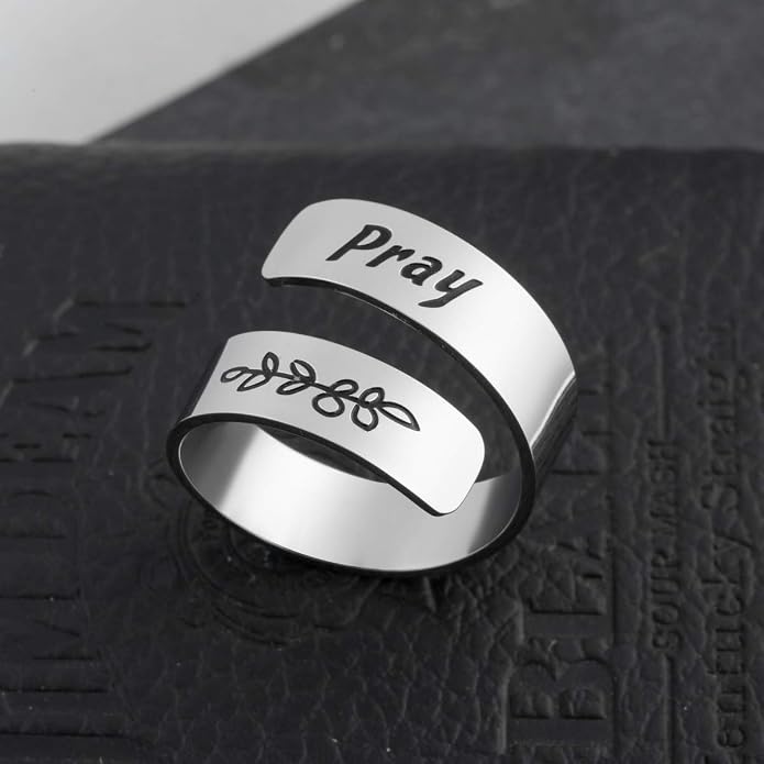Inspirational Motivational Adjustable Ring Personalized Stainless Steel Spiral Wrap Twist Rings Encouragement Statement Graduation Jewelry Birthday Gifts for Women Teengirls.