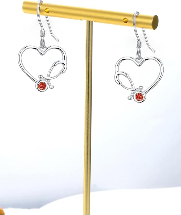 Midari Heart Dangle Earrings 925 Sterling Silver Leverback Drop Earrings Teacher Music Art Jewelry Gifts for Women Students Apple/Guitar/Palette/Note Design