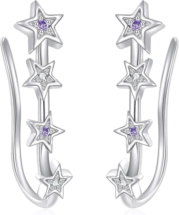 leaf/cherry blossom/purple orchid/celtic knot earrings Ear Climber Crawler Cuff Sterling Silver Wrap Earrings for Women