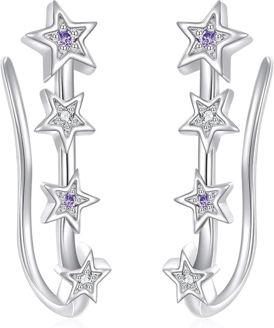 leaf/cherry blossom/purple orchid/celtic knot earrings Ear Climber Crawler Cuff Sterling Silver Wrap Earrings for Women