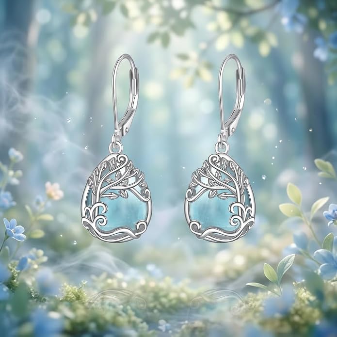 Teardrop Tree of Life/Filigree Earrings for Women Dangle Leverback Earrings Jewelry Gift Anniversary For Her