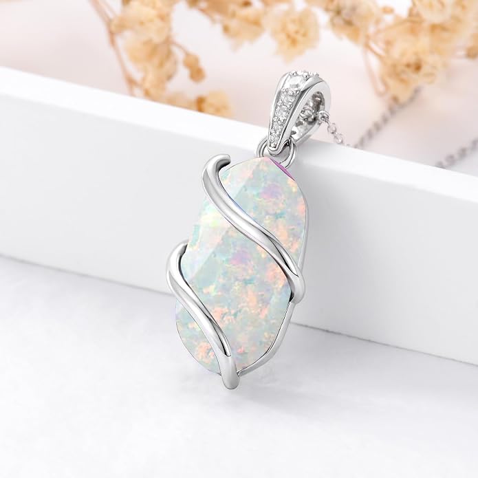 HPQQ Necklace for Women 925 Sterling Silver Dainty Gemstone Pendant Fine Jewelry Birthday Mothers Day Gifts for Mom Wife Her