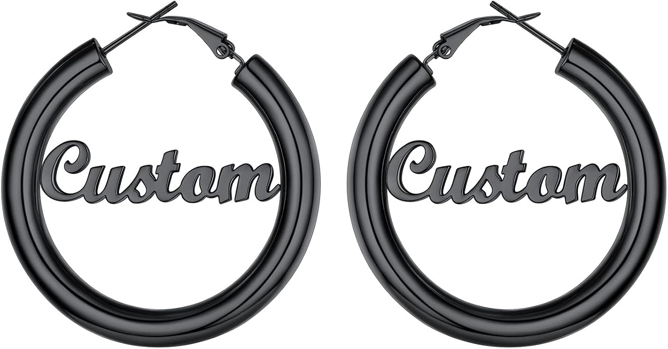 Stainless Steel Chunky Hoop Earrings For Women, Minimalist and Chic, Black/Gold Plated, Round Hoops Earrings Hypoallergenic, Size: 30mm/40mm/60mm/80mm, Come with Box