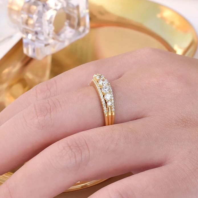 Newshe Jewellery Moissanite Wedding Bands for Women Eternity Ring 925 Sterling Silver Engagement Anniversary Stacking Size