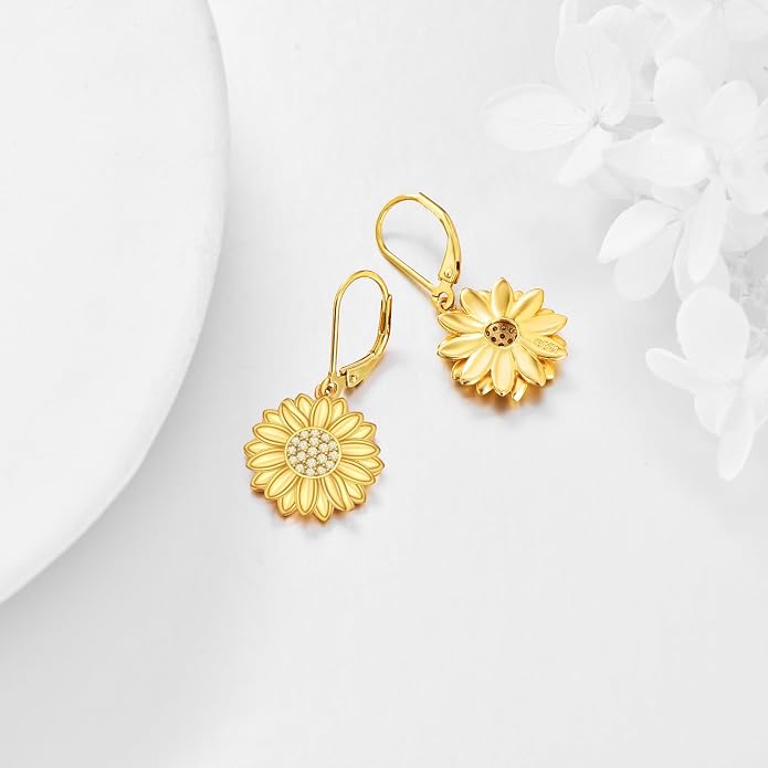 CRMAD Hummingbird/Bee/Leaves/Sunflower/Daisy/Dragonfly/Rose/Lotus Flower Sterling Silver Filigree Teardrop Earrings Abalone Shell Jewelry for Women