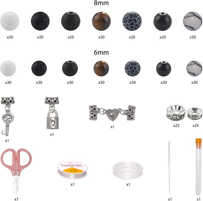 Mchruie Stone Beads for Jewelry Making, Charm Bracelet Making Kit, 450Pcs Beads for Bracelets Making Kit DIY Magnetic Bracelets for Couples Lovers