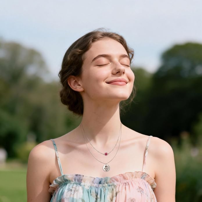 Layered Necklaces for Women S925 Sterling Silver 14k Gold Plated Cross Jesus Tulip Birth Month Flower Necklace Pendant Jewelry Mothers Day Birthday Gifts