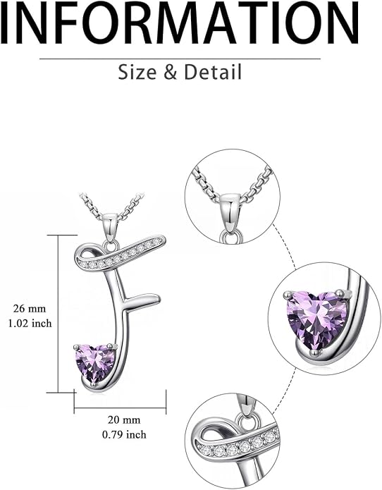 Birthday Gifts for Women Alphabet A to Z Initial Birthstone Pendant Necklaces for Women - 18k White Gold Plated Personalized Name Jewelry Anniversary Graduation Gifts for Wife Her Daughter Girlfriend(with Gift Box)