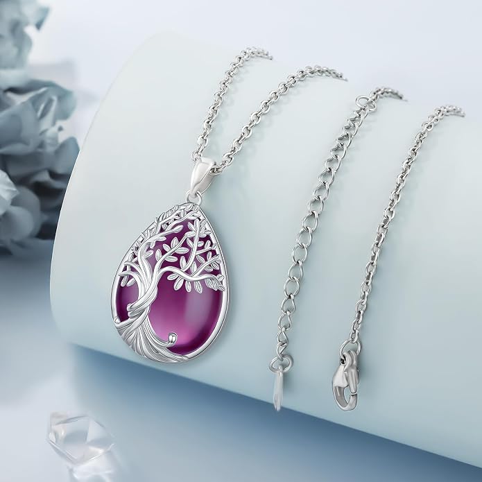 Tree of Life Necklace Family Teardrop/Heart Pendant Mother Jewelry Gifts for Women Grandma Wife Mom