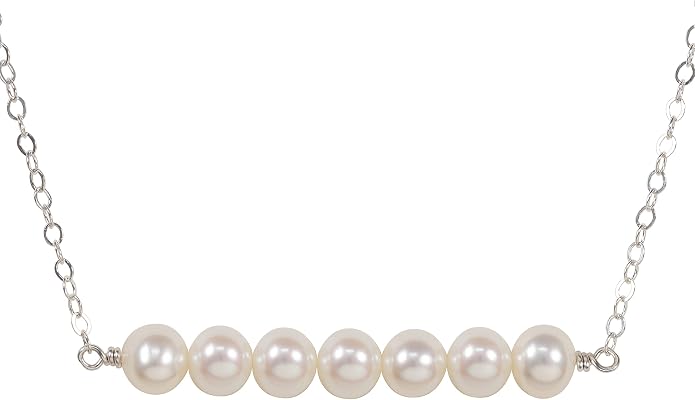 Pearl Birthday Necklace for Women, Sterling Silver Freshwater Pearl Bar Necklace, 30th 40th 50th 60th 70th Milestone Birthday Gift for Her, Meaningful Handmade Jewelry