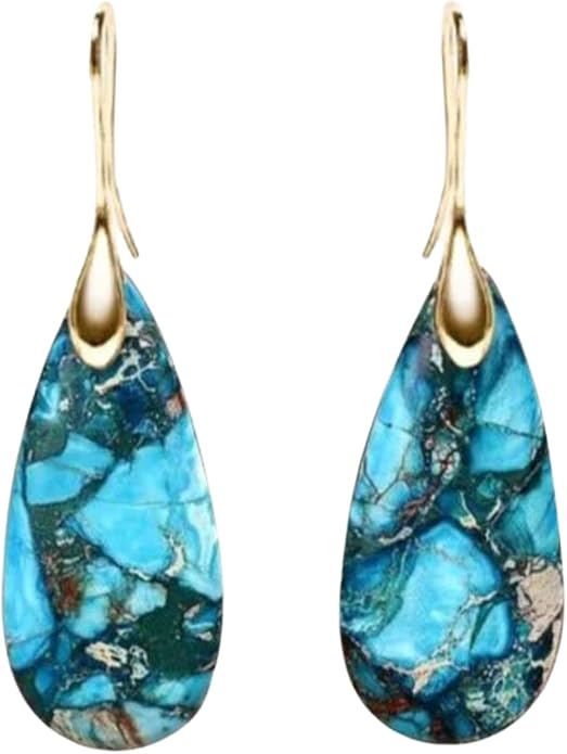Cape Diablo Ocean Energy Protection Teardrop Earrings - Healing Regalite Gemstone Handcrafted| 4.5-5cm, Stress Relief & Emotional Stability Artisan Designed Unique Jewelry