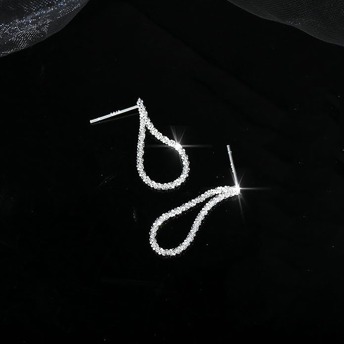 925 Sterling Silver Tassel Chain Dangle Earrings for Women Sparkling Long Fringe Dangle Drop Earrings Bling Line Minimalist Wedding Studs Earring Jewelry Birthday Christmas Gifts for Her