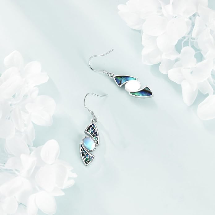 Abalone Shell Dangle Drop Earrings for Women 925 Sterling Silver Filigree Bohemian Earrings Jewelry Gift