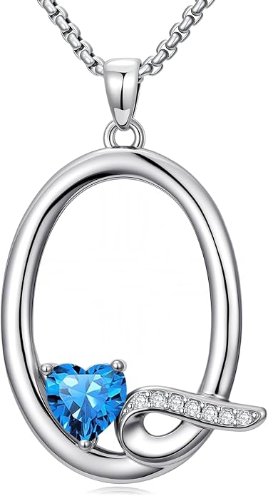 Birthday Gifts for Women Alphabet A to Z Initial Birthstone Pendant Necklaces for Women - 18k White Gold Plated Personalized Name Jewelry Anniversary Graduation Gifts for Wife Her Daughter Girlfriend(with Gift Box)