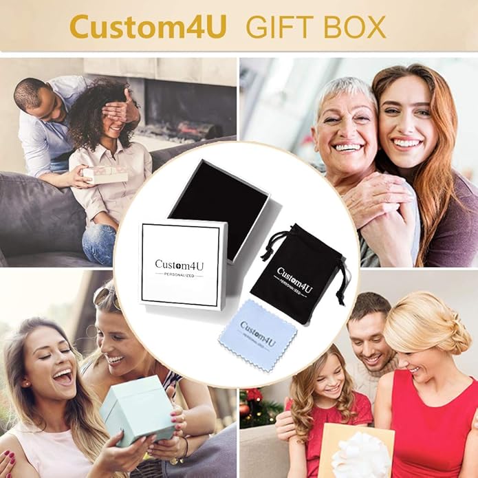 Custom4U Personalized Birthstone Bar Necklaces for Women, Custom Handmade Silver/Black/Gold Vertical Bar Pendants with 1-3 Names Engraved,Unique Memorial Necklace for Her