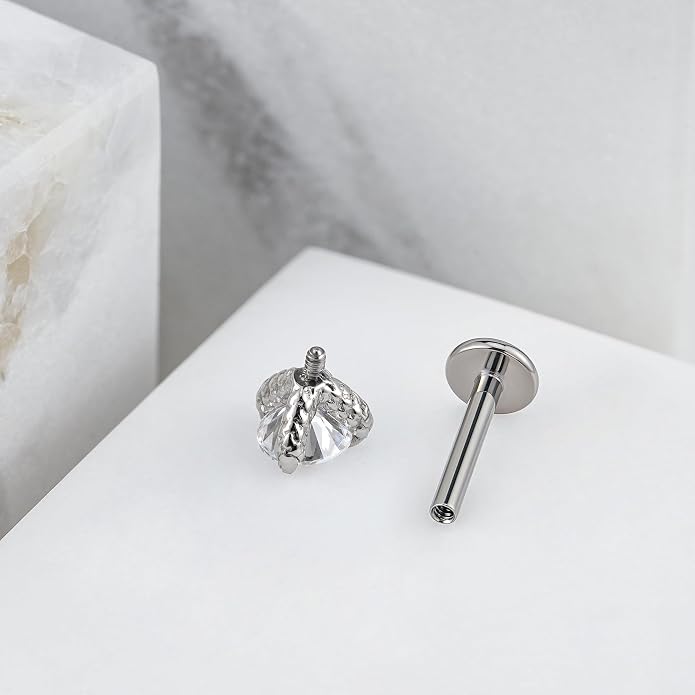 FINE4U 16G ASTM F136 Titanium Dragon Claw Piercing Jewelry Stud with 6mm 8mm post for Conch Helix Tragus Flat, Hypoallergenic Internally Threaded