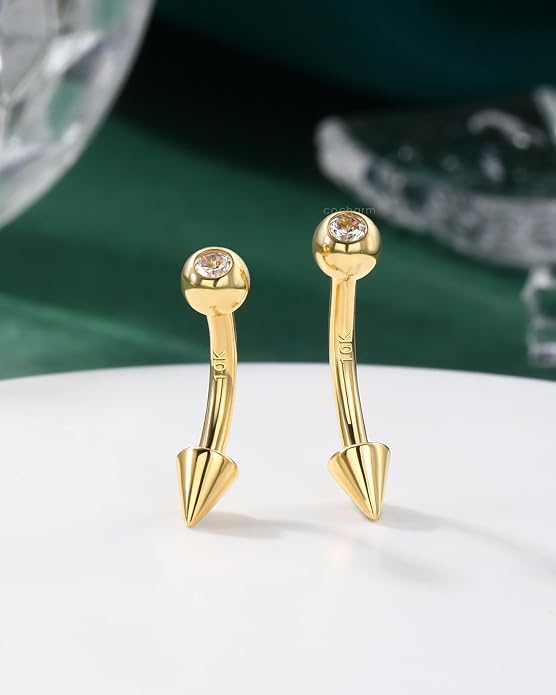 COCHARM 10K Yellow Gold Butterfly Belly Button Rings 10K Real Gold Belly Rings 10K Gold Belly Piercing Jewelry for Women Gold Upside Down Nave Rings