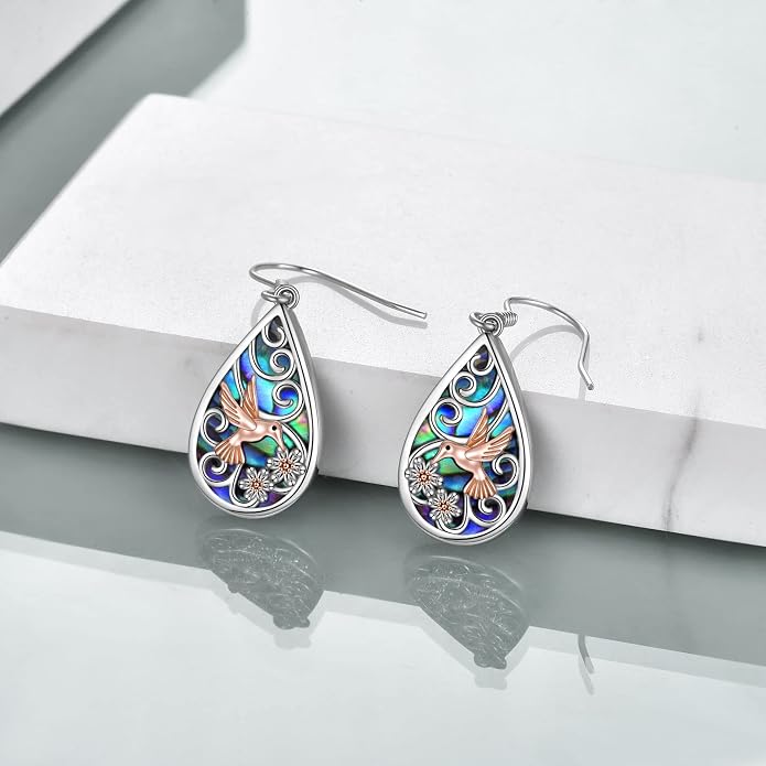 POPLYKE 925 Sterling Silver Tree of Life Dangle Earrings for Women Fashion Abalone Shell Jewelry Gifts for Mom Sister Friend Birthday