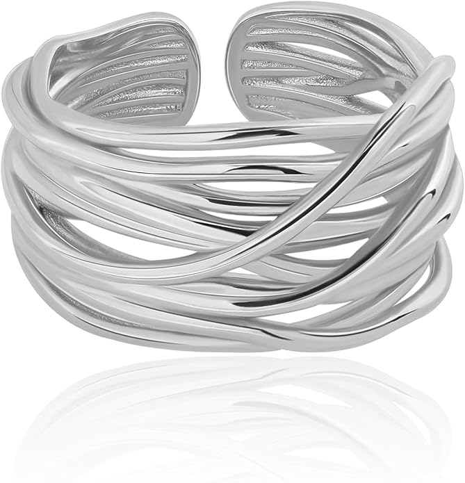 Meissa Gold Thumb Rings for Women Girls Statement Ring Hammered Chunky Band Rings Fashion Wide Band Stackable Index Finger Ring Size Adjustable