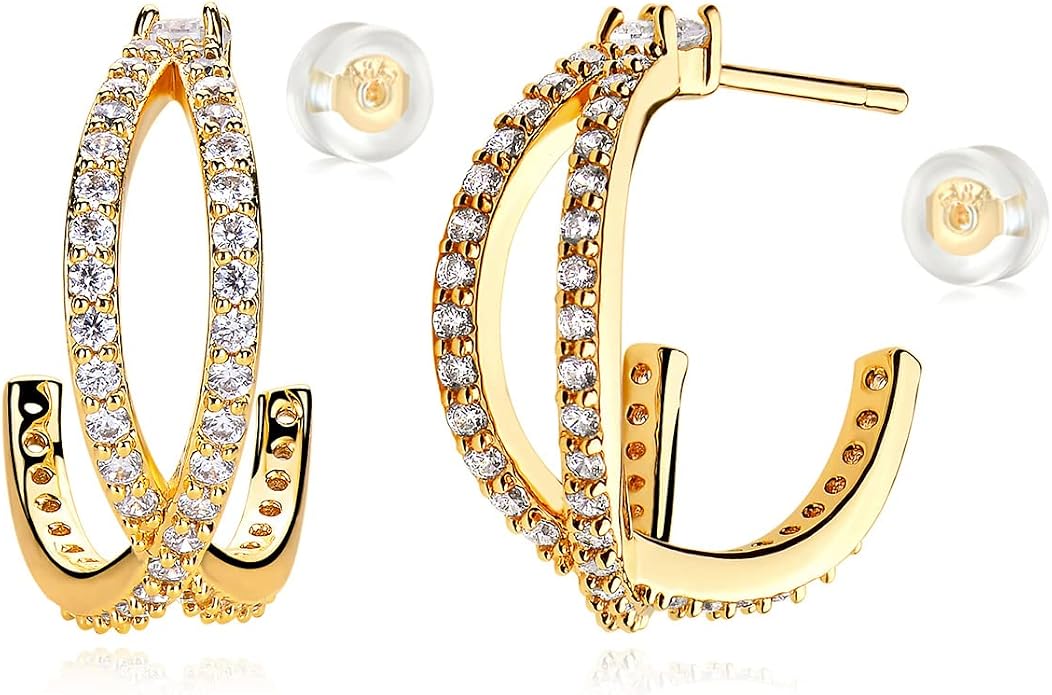 MYEARS Women Hoop Earrings Gold 14K Gold Filled Small Simple Handmade Hypoallergenic Everyday Illusion Jewelry