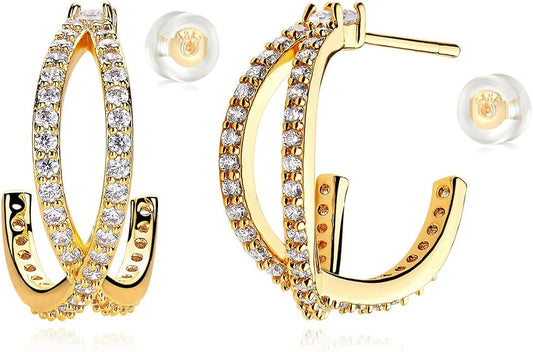 MYEARS Women Hoop Earrings Gold 14K Gold Filled Small Simple Handmade Hypoallergenic Everyday Illusion Jewelry