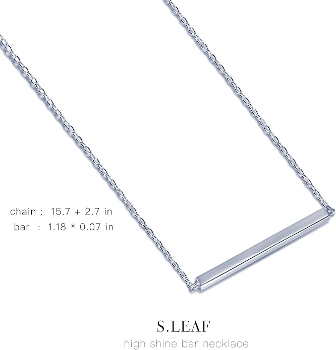 S.Leaf Gold Dainty Pendant Necklaces for Women Sterling Silver Gold Plated Layered Horizontal Vertical Bar Star Starburst Moon Cubic Zirconia Lariat Necklace for Women Trendy Gifts