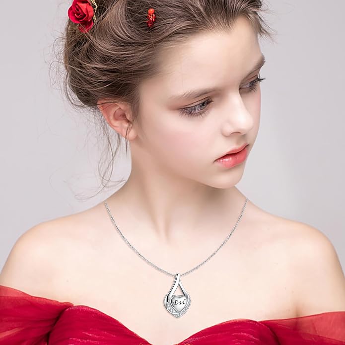 Cremation Jewelry 925 Sterling Silver Teardrop Urn Necklace for Ashes Heart Shape Memorial Keepsake Pendant for Human Ashes for Women Gift
