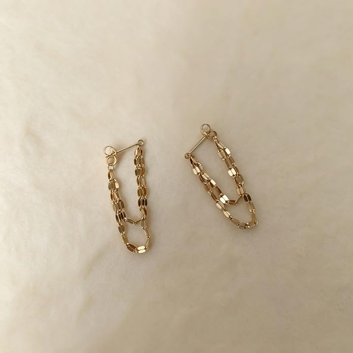 Tassel Earrings for Women Gold Plated Silver Chain Earrings Dainty Minimalist Dangle Drop Studs