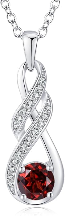 Birthstone Necklaces for Women 925 Sterling Silver Infinity Pendant Created Gemstone Jewelry for Her, 16"+2"