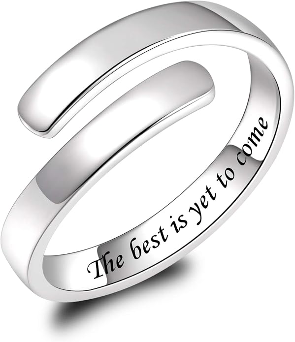 BEILIN 925 Sterling Silver Inspirational Jewelry Rings Adjustable Ring Personality Encouragement Gift for Teens Women