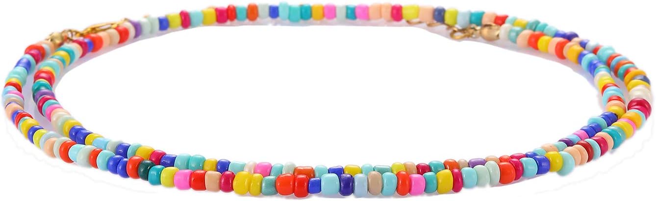 Starain Small Bead Anklets for Women Beach Foot Ankle Bracelet Cute Colorful Boho Beaded Anklets 8 inches