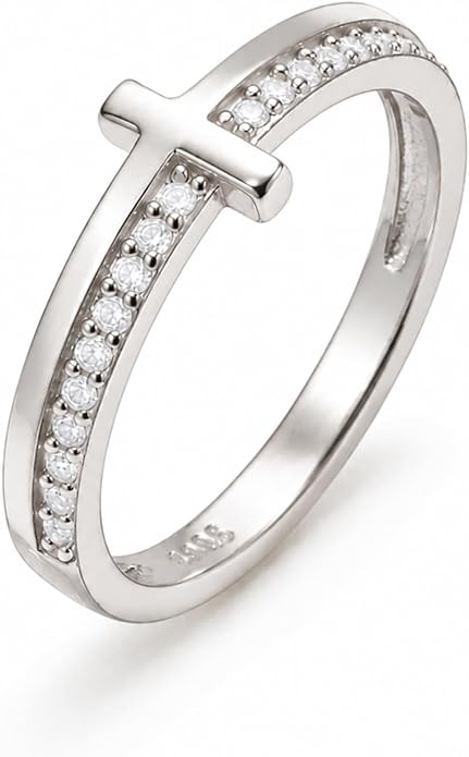 Gold Cross Statement Rings for Women 14K Gold Silver Tone Non Tarnish Cute Band High Polished Smooth Comfort Fit Size 5-10