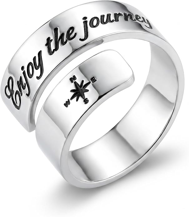 Inspirational Motivational Adjustable Ring Personalized Stainless Steel Spiral Wrap Twist Rings Encouragement Statement Graduation Jewelry Birthday Gifts for Women Teengirls.
