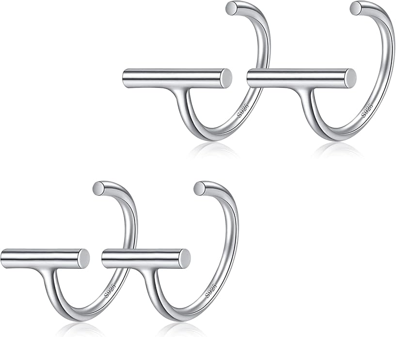 CHIC & ARTSY 925 Sterling Silver Half Hoop Earrings for Women, Small Huggie Hoops Set with Ball Bar Star Moon Cross & Pearl, Lightweight Comfort Fit Everyday & Sleep Earrings