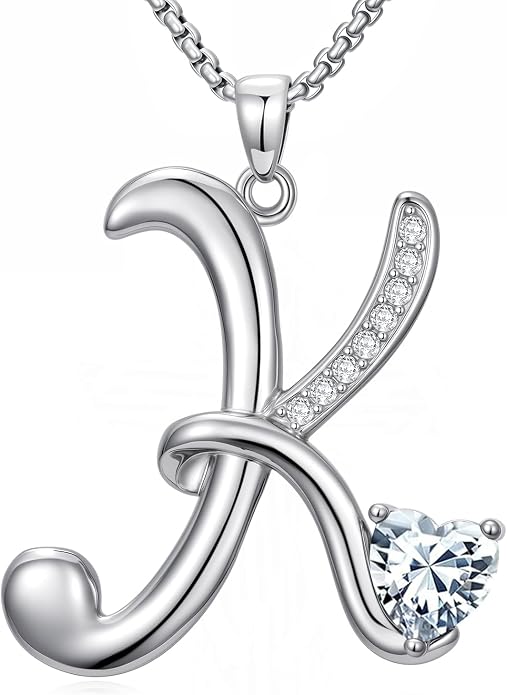 Birthday Gifts for Women Alphabet A to Z Initial Birthstone Pendant Necklaces for Women - 18k White Gold Plated Personalized Name Jewelry Anniversary Graduation Gifts for Wife Her Daughter Girlfriend(with Gift Box)