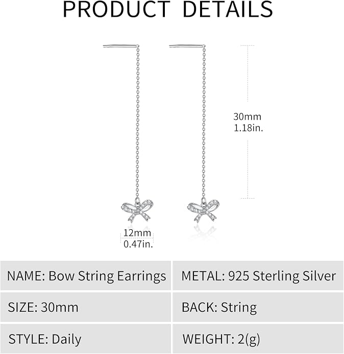 Palpitate Bow Earrings 925 Sterling Silver Women's Earrings Bow Jewelry Birthday Anniversary Christmas