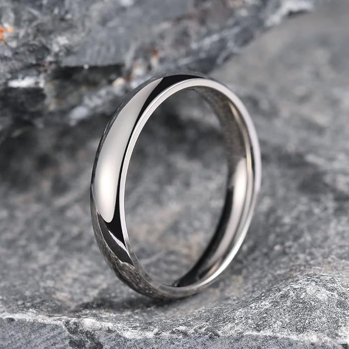 THREE KEYS JEWELRY 2mm 4mm 6mm 8mm Titanium Wedding Band for Men Women, Classic Domed & Step Edge High Polished Comfort Fit Anniversary Ring, Size 4-15