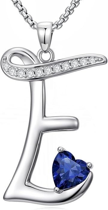 Birthday Gifts for Women Alphabet A to Z Initial Birthstone Pendant Necklaces for Women - 18k White Gold Plated Personalized Name Jewelry Anniversary Graduation Gifts for Wife Her Daughter Girlfriend(with Gift Box)