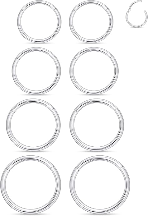 20G 18G 16G 14G 12G 10G 8G 6G Nose Rings Hoops 316l Surgical Steel Clicker Septum Lip Ring Tragus Helix Daith Rook Conch Snug Cartilage Lobe Earrings Hoop Piercing Jewelry For Women Men