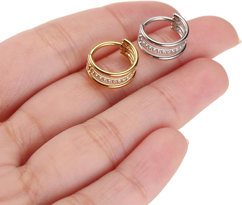 316L Surgical Steel Septum Clicker Ring Nose Ring Hoop Sleeper Hoop Earring Helix Rook Conch Cartilage Daith Tragus Earrings Lobe Nose Piercing Jewelry for Women