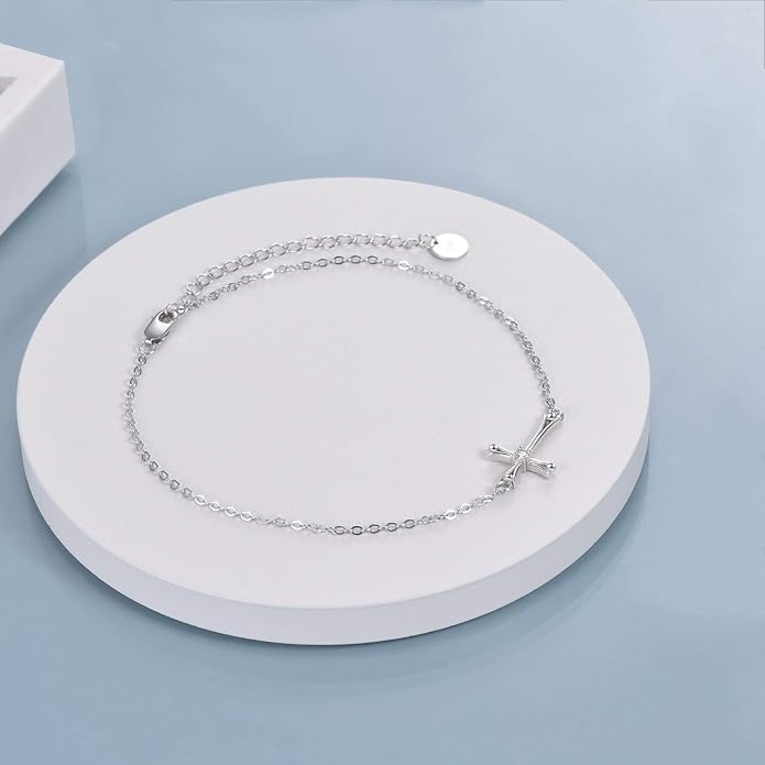 POPLYKE 925 Sterling Silver Infinity/Cross/Mermaid/Starfish/Pearl Anklet for Women Summer Jewelry