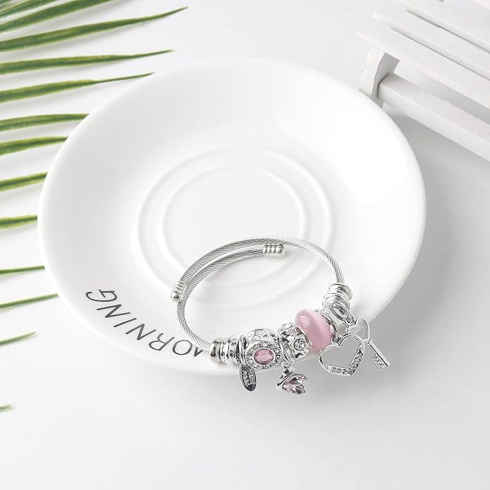 DS Charm Bracelets for girls,exquisite cute cartoon friendship bracelets Silver Stainless Steel Bangle with birthday Gift box, Adjustable girls jewelry Suitable for holiday gifts