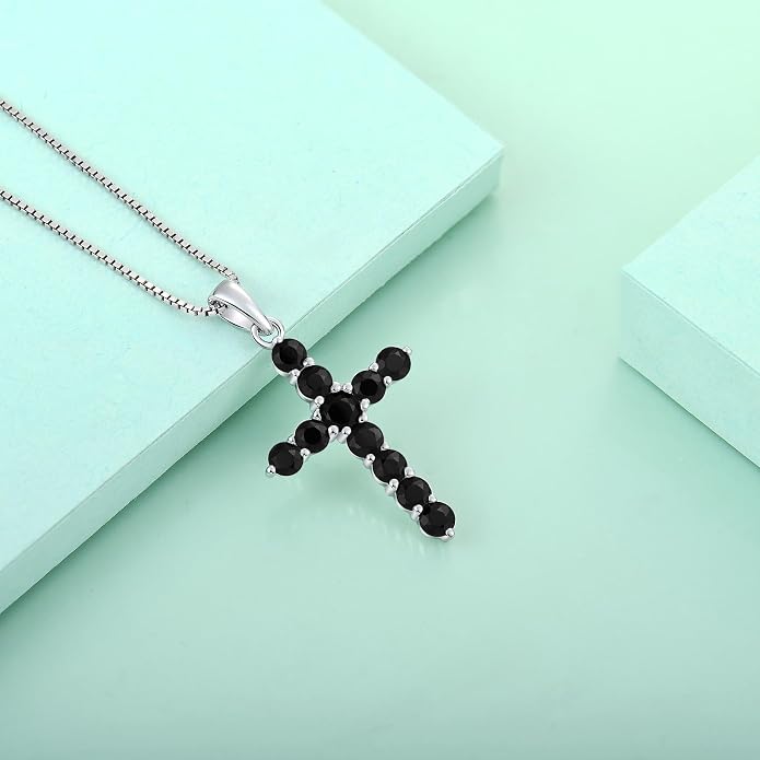 STARCHENIE Cross Necklace Sterling Silver Crucifix Pendant Gemstones Jewelry for Women