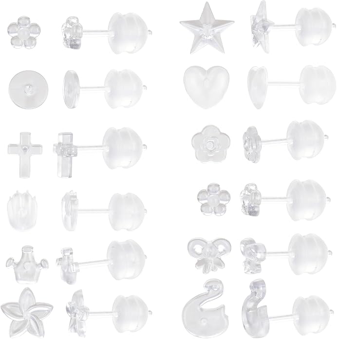 Plastic Post Stud Hoop Earrings for Sensitive Ears Multicolor Butterfly Flower Stud Earrings Set for Women