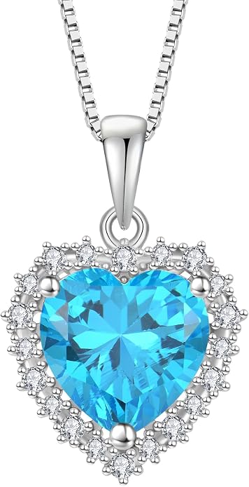 STARCHENIE 925 Sterling Silver Heart Birthstone Pendant Necklace for Women | Genuine 925 silver pendant, heart birthstone, love heart design, 925 silver 18+2" adjustable chain
