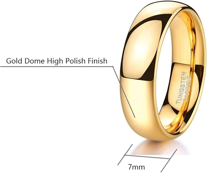 CROWNAL 1mm 2mm 3mm 4mm 5mm 6mm 7mm 8mm Tungsten White/Yellow Gold/Rose Gold Plated Wedding Band Ring Men Women Plain Dome Polished Comfort Fit