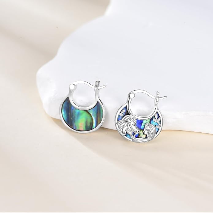 Tree of Life/Sunflower/Mountain/Daisy/Flower/Dragonfly/Butterfly/Earrings 925 Sterling Silver Hoop Earrings for Women